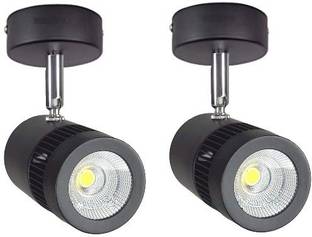 Hybrix HQ LED Spot Light, Surface Track light (9 WATT) Picture Light, Focus Light, Down Light, Super Bright COOL White Light Color, Bridge-Lux Optical COB LED, Spot Adjustable , Aluminum Heat Sink (PACK OF 2) Track Lights Ceiling Lamp