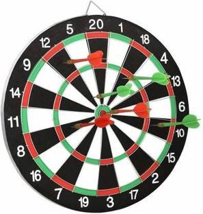 FitBeast DART BOARD DOUBLE FACED 15 INCH WOODEN WITH 6 DARTS FOR KIDS Soft Tip Dart