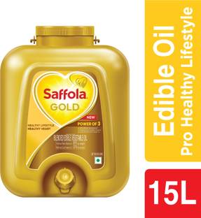 Saffola Gold Sunflower & Rice Bran refined oil | For heart healthy and delicious cooking Blended Oil Jar