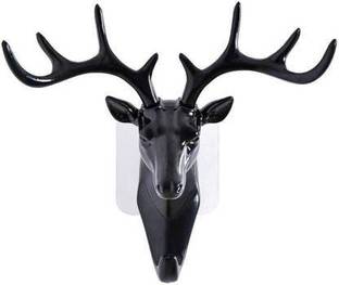 Key Holder (Pack of 1) Plastic Deer Head Hanging Hook Wall Hanger Key Hook Wall Decor Showpiece Self Adhesive Multipurpose for Home and Office Black_Color Hook Hanger Bathroom Wall Door Hooks For Hanging keys ,Clothes Hook Rail Key Holder (Pack of 1)Hook Under Cabinet Command Hooks for Hanging Clothes,Bag, Hat,Tote Bag,Towel, Closet Clothes Hanger Kitchen Bathroom Bedroom Wall Hanger Swivel Utility Hook 1 - दाँतोंवाला