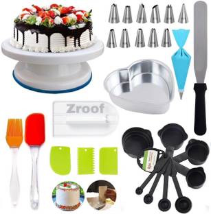 RAJJA Cake Decorating Kit with Revolving Cake Turntable Kitchen Tool Set
