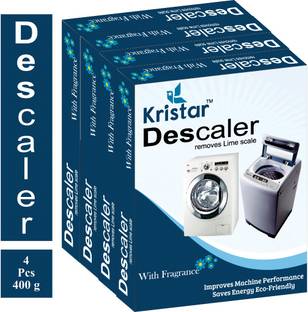 Kristar Washing Machine Tub/Drum cleaning Powder with Best appliance Descaler Technology for any fully automatic front/top load washing machine pack of 4 (400 gm) Detergent Powder (Lemon)