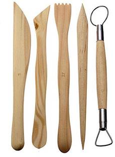 CHROME 5Pcs Wooden Polymer Clay Tools Clay Sculpting Tool Multi-functional Carving Ceramics Tools Pottery Tools Set.