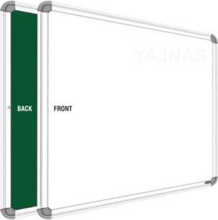 YAJNAS 2 X 3 feet Glossy White Board, One Side White Board Marker and Reverse Side Green Chalk Board Surface Whiteboards, Combo Name - 16 Green, White board