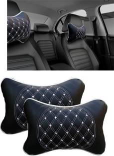 RONISH Black, White Leatherite Car Pillow Cushion for Honda, Hyundai, Kia, MG, Mahindra, Maruti Suzuki, Tata, Toyota