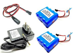 INVENTO 2Pcs 9V - 9.6V 1500 mAh Ni-Cd Rechargeable Battery 1.2V x 8 AA Cell Battery Pack + 12V 2A DC Adaptor Charger + Charger Cable Automotive Electronic Hobby Kit