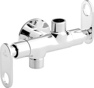 PIXAFLO Two in One (2 in 1) Angle Cock Valve with Wall Flange (Chrome Finish) (Brass) Two Way CURIO 2-Way Angle Cock Faucet
