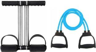 EMMKITZ Double Spring Tummy Trimmer with Double Resistance Band | 6 Body Parts of Muscles Resistance Tube
