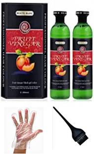 Three Elements Natural Fruit Extract Fruit Vinegar Black Gel Hair Color Grey Hair Turns Black Professional Hair Color 500ml x 2 ,1 hair coloring brush, 10 pieces disposable gloves , Black