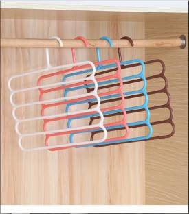 CLUBX 5 Layer Pants Clothes Hanger Wardrobe Storage Organizer Rack Plastic Trousers Pack of 3 Hangers For  Trousers
