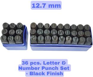 Luxuro 36 Punch Set Combination of Letter & Number Sets 1/2" - (12.7 mm) Hardened Steel Punches & Punching Machines