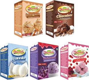 Dharmasut by Dharmasut Black currant + Vanilla + Butter scotch + Chocolate + Rose Ice cream mix Powder | 500g 500 g