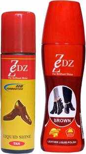 Zedz Combo of Leather Liquid Polish (Brown and Tan) Leather, Synthetic Leather, Patent Leather Shoe Liquid Polish