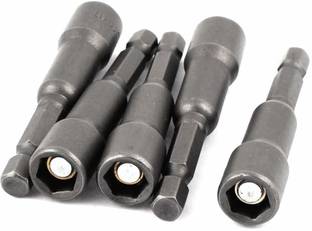 ATOOLS 1/4 " Shank 8mm Hex Magnetic Power Nut Driver Drill Bit Socket adaptors Wrench Nut setter Set For Industrial & Home Use For Screwdriver Tools (M 8mm x 66mm) Ratchet Screwdriver (Pack of 5) Socket Set