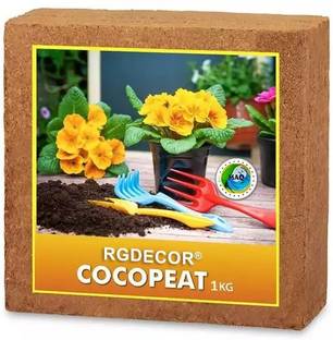 RG DECOR COCOPEAT 1 Kg Coco peat Blocks ( cocopeat / coirpith or coco fibre) for kitchen and terrace gardening Manure Coconut Husk Manure