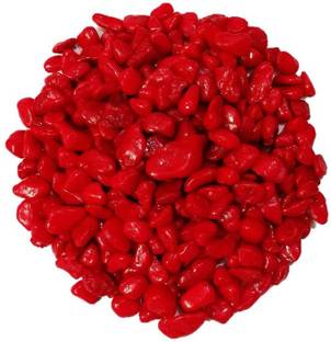 RPI SHOP - 2.7 KG Red Decorative Stones, Colourful Pebbles For Garden, Vase, Aquarium, Table Decor, Fountain Decoration Painted Angular, Asymmetrical, Oval, Round Marble Pebbles