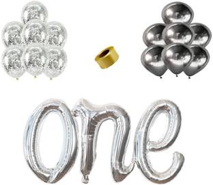 Shopperskart presents One word / Letter Foil Theme Combo Kit Pack For Party Decorations (Pack Of 17) SILVER