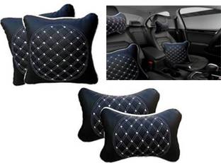 RONISH Black, White Leatherite Car Pillow Cushion for Universal For Car