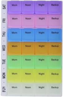 S M CREATION 7-day Pill Medicine Organizer 7-Day-Weekly Pill Case 28 Compartments Colorful Weekly Travel Pill Planner, Portable Travel Kits,Dust-Proof Box for Pills/Vitamin/Supplements Daily Reminders of 4 Times Pill Box