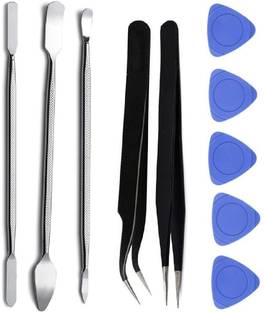 WOWSOME Set of 3 Metal Openers, 2 black tweezers and 5 plastic openers for Cell Phone and Gadget Repairing - Mobile Opening & Repair Hand Tool Kit
