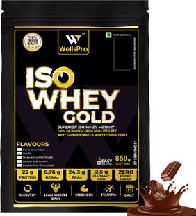 WellsPro ISO Whey Gold Protein Powder 850g [27 Servings] Isolate Concentrate & Hydrolysate Whey Protein
