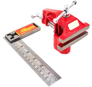 Globus 906..CAST IRON BABY VICE 70 MM AND TRY SQUARE 6 INCH (150MM) Tri-Square