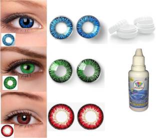Color Style Dark Blue, Dark Green and Red Colored Contact Lens 6
