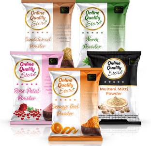 Online Quality Store Multani Mitti(200g) + Chandan Powder(50g) + Orange Peel Powder(50g) + Neem Powder(50g) + Rose Powder(50g)