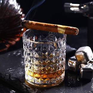 Staify (Pack of 6) Diamond Cut Crystal Glass - Luxurious Small Glass Set, Transparent Crystal Glass, Clear Glass Material of Fresh Row Material Glass Set Whisky Glass