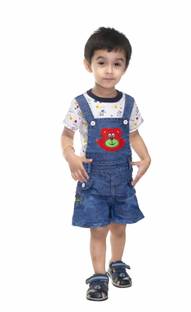 ZIORA Dungaree For Baby Boys & Baby Girls Casual Printed Denim