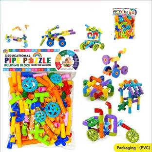 zm store Smart Kids Boys / Girls Smart Creativity Pipe Puzzle Toy Contraction, Creativity, Mind Game, Imagination, Kids Thinking Activity Minded Puzzle Games (Multicolor) ( 164 PCS ) ( MADE IN INDIA )