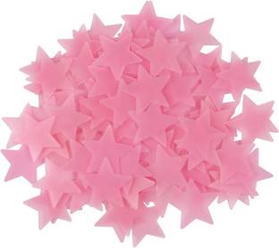 PINDIA 55Pc Luminous Fluorescent Glowing Night Sky Wall Sticker Radium Glow Stars Starry Sky-Pink Pack of 55