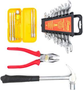 Globus 880.. Globus SPANNER OPEN END set/8,PLIER 8"/200mm,SCREW DRIVER Set/6,HAMMER 1/2 lbs Double Sided Open End Wrench