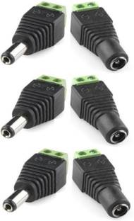 TechSupreme Dc Connectors Screw Type for CCTV Camera DVR Dc Connectors Male And Female Wire Connector (Black, Green) DC Pin Connector 3 Male 3 Female Wire Connector Electronic Components Electronic Hobby Kit