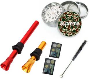Hippnation Draw pipe set with herb crusher Aluminium Inside Fitting Hookah Mouth Tip