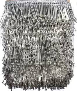 GOELX Heavy Latkan Hanging Tassel Lace for Dresses, Sarees, Lehenga, Borders, Bags, Art & Craft and All Decoration Works - Silver Lace Reel