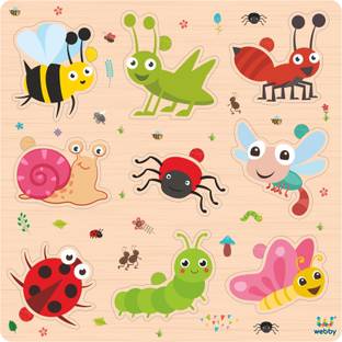 Webby Insects Educational Pre School Wooden Puzzle for 3+ Year Boys and Girls