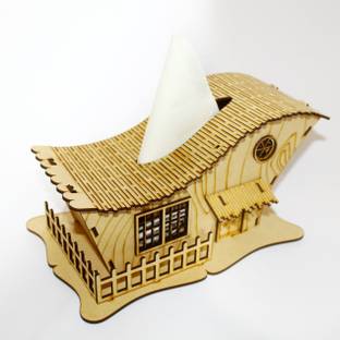 Quasar Tissue Box Wooden (Brown) DIY Kits for Adults Wooden Horse cart diy self propelled puzzle Wooden Fun Models DIY Miniature Mechanical Self Assembly Wooden Models home decor, construction toy, modeling kit, school project - easy to assemble Desk Calendar with Pen Stand,