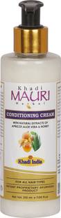 Khadi Mauri Herbal Conditioning Cream Shampoo, Damaged Hair Treatment, Enriched with Apricot Oil & Aloe Vera, 210 ml