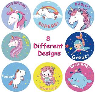 Sticker Hub 5 cm different design unicorn Stickers (Pcs of 51) Self Adhesive Sticker