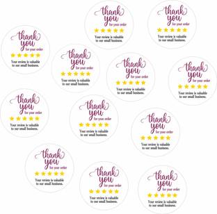 Creatick Studio 5 cm "Thank you for your Order" Review stickers (Pcs of 55) Self Adhesive Sticker