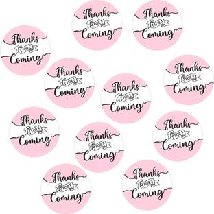 SUDARSHAN STICKER 5 cm White & Pink Colour "Thanks for Coming" Invitation Stickers, Self Adhesive (Pcs of 55). Self Adhesive Sticker