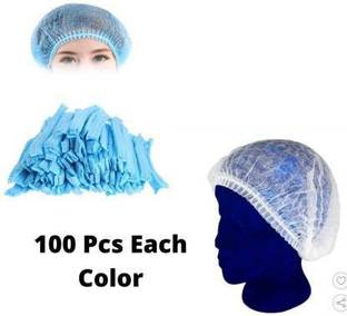 STYLERA Blue,White Cap 100 Pcs each color| Bouffant Cap|Disposable Stretchable Non Woven Hygiene Surgical Head Cap, Cooking Caps, Bouffant Caps, Surgical Cap for Cosmetics, Beauty, Kitchen, Cooking, Home Industries, Hospital Surgical Cap Surgical Head Cap Surgical Head Cap