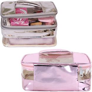 MaaCare Pack Of 2 Premium Quality One Double One Single Compartment Designer Bridal Multipurpose, Makeup Vanity Box Multipurpose, Makeup Vanity Box Vanity Box