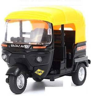 SR Toys Vehicle Pull Back Auto Rickshaw - 1:14 Scale (Multicolor)