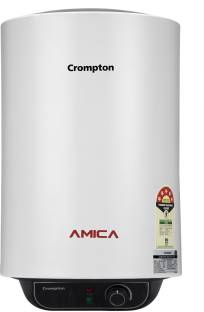 Crompton 25 L Storage Water Geyser (Amica 25 L With 7 Years Warranty On Tank, Black, White)