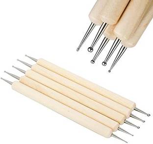Levin 5 Piece Wooden Embossing Dotting Tool Set for Mandala Clay Pottery Ceramic Nail Art and Clay Sculpting Modeling Tools