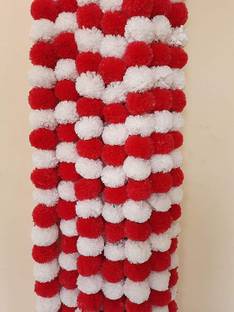 विशवर्ल्ड Beautiful Reusable Decorative Artificial Marigold Fluffy Flowers Garlands For Diwali Decoration, Festival & Home Decor, लाल, सफेद गेंदा नक़ली फूल