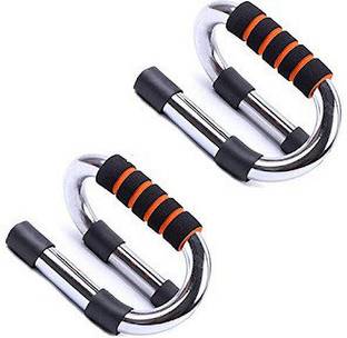 KRUNAL ENTERPRISES Push Up Bar Strong S Shape Chrome Steel Pushup Stands with Comfortable Foam Grip Ab Exerciser