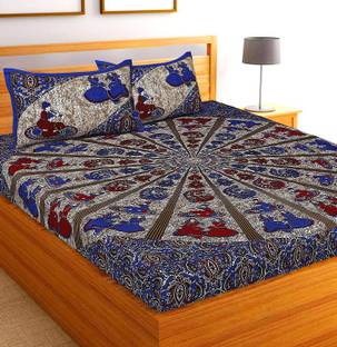 Homeline 150 TC Cotton Double Jaipuri Prints Flat Bedsheet